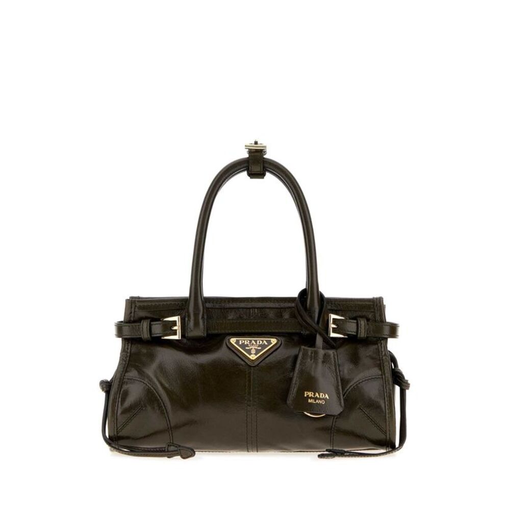 Prada Women Olive Green Leather Mini Prada Bonnie Handbag